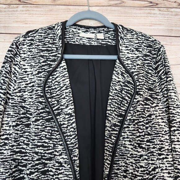 Women's CHICO'S Zebra-Print Style Jacquard Jacket Black & White Size 2 (M/L) - Picture 2 of 13